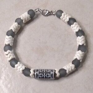 Gray + Off-White Beaded Winter Bracelet! Solid Trendy Everyday Wear!